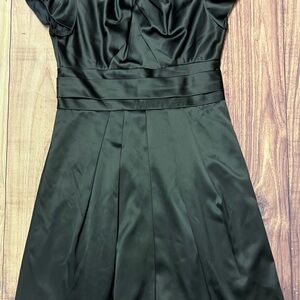 SPENSE SHORT SLEEVE Lined BLACK SATIN A LINE DRESS Size 10